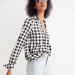 Madewell XS Wrap-Front Shirt in Buffalo Check
